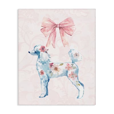 Stupell Pastel Floral Dog Canvas Wall Art Design By Carol Robinson