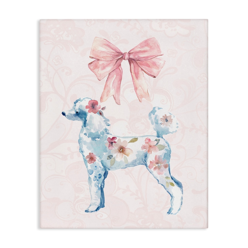 Stupell Pastel Floral Dog Canvas Wall Art Design By Carol Robinson