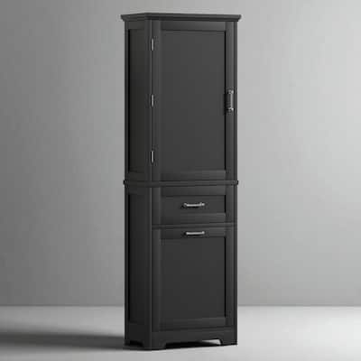 Tall Freestanding Bathroom Storage Cabinet with Adjustable Shelf and 2 Drawers, Painted MDF Organizer with Anti-Tip Kit