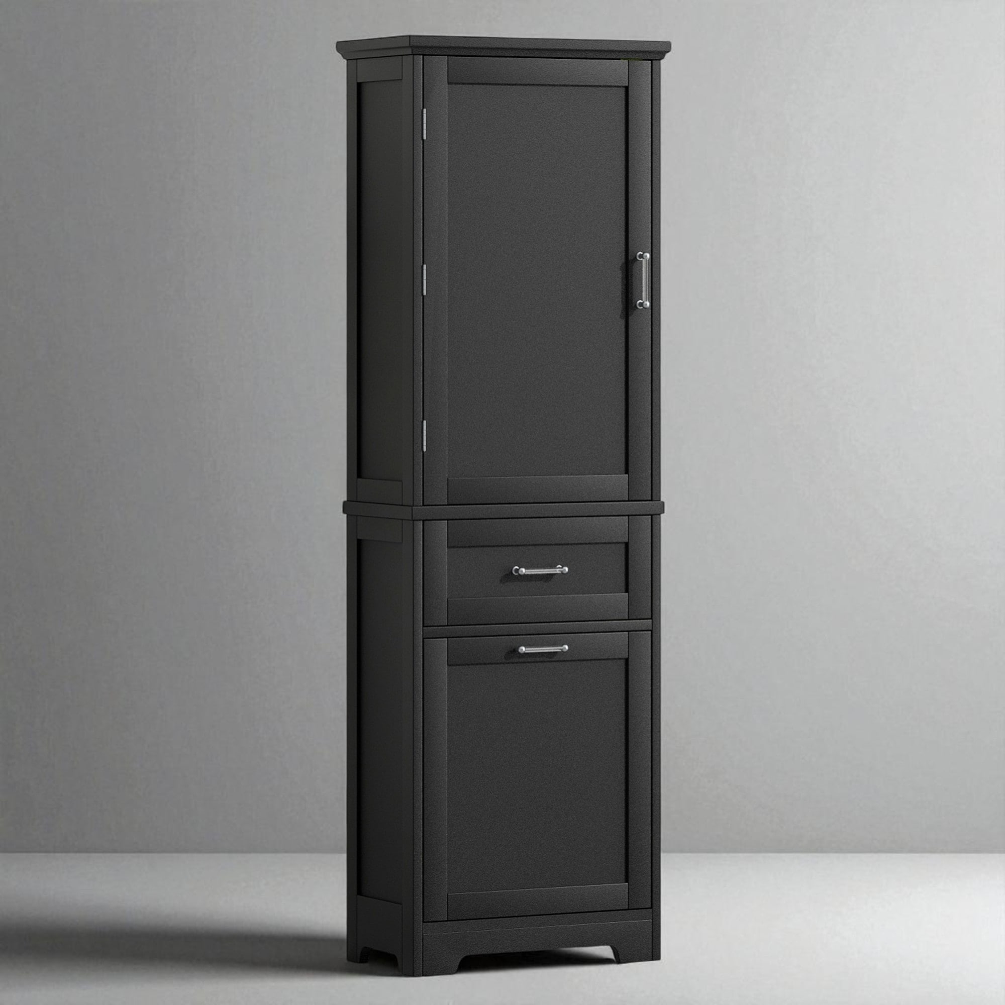 Tall Freestanding Bathroom Storage Cabinet with Adjustable Shelf and 2 Drawers, Painted MDF Organizer with Anti-Tip Kit