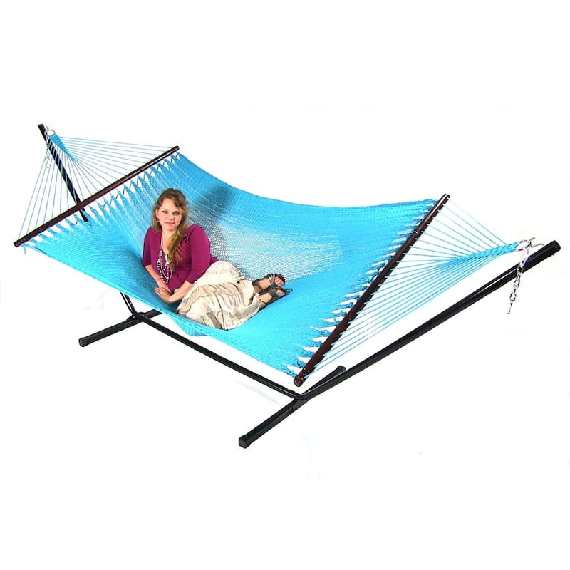Sunnydaze Large 2-Person Rope Hammock with Spreader Bar & Hammock Stand