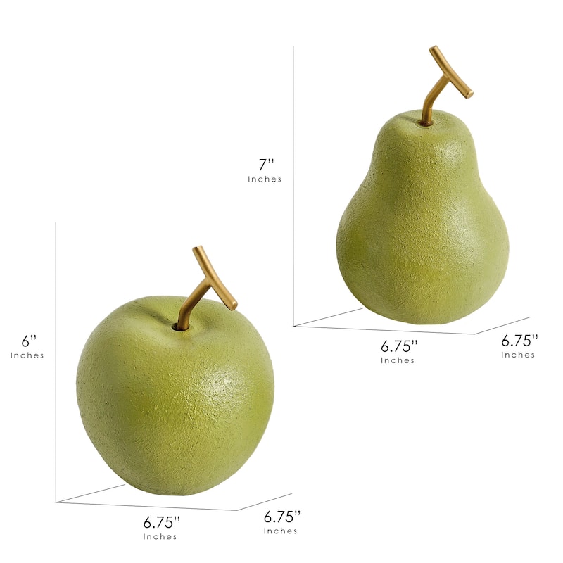 Cream White Fruit Table Top Apple And Pear, Set of 2
