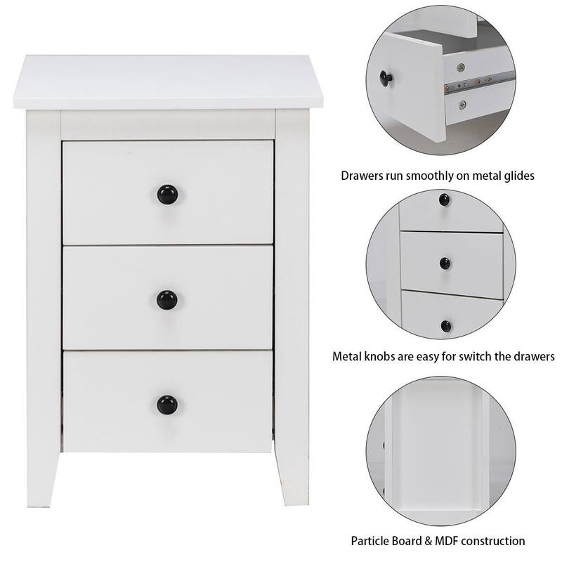Costway 2PCS Nightstand End Beside Table Drawers Modern Storage