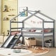 preview thumbnail 10 of 17, Modern Twin Low Loft House Kids Bed with Slide,Ladder,Guardrails,Roof