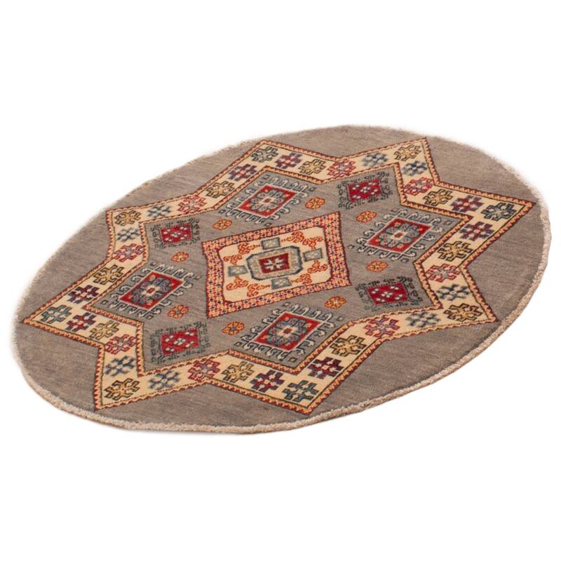 ECARPETGALLERY Hand-knotted Uzbek Ghazni Grey Wool Rug - 3'3 x 3'3