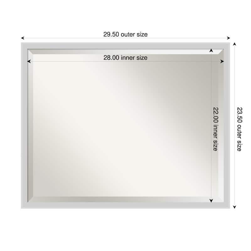 Incline Beveled Wood Framed Bathroom Vanity Wall Mirror - 30 x 24 in - Incline Silver