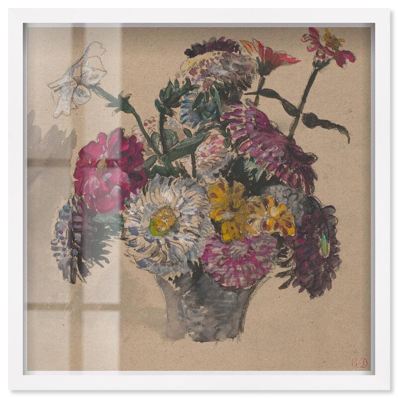 Basket of Flowers Shadowbox by Art Remedy - White - 16" x 16"