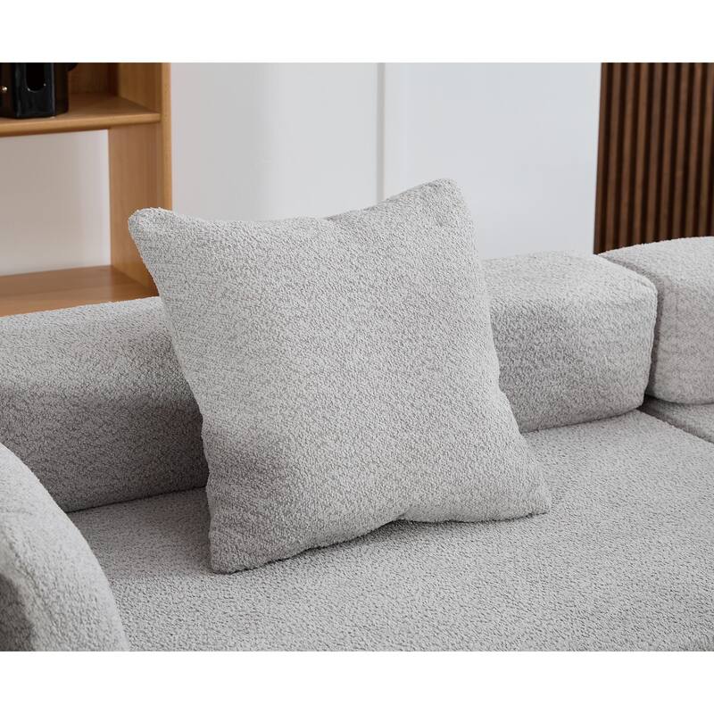 3-Piece Curved Sofa, Oversized Boucle Couch, Flexible for Living Room
