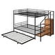 preview thumbnail 5 of 30, Versatile Design Twin Over Full Metal Bunk Bed with Trundle and Lateral Storage Practical Step Ladder and Built-in Wardrobe