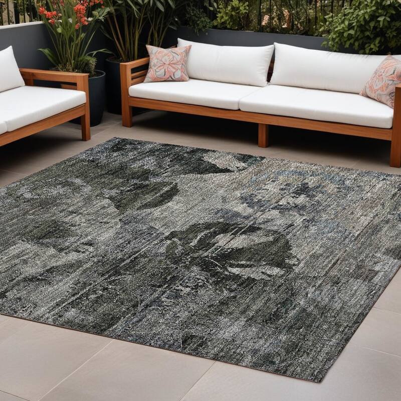 Gasi Artistic Abstract Weather Resistant Blended Style Runner Outdoor Rug - 8' X 10' - Multi