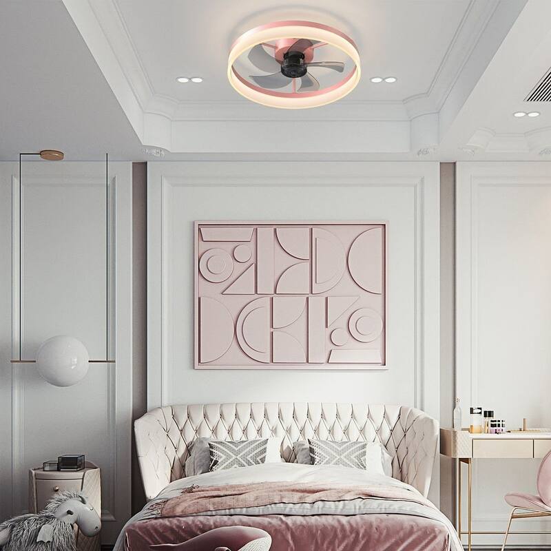 Modern Flush Mount Ceiling Fan with Lights