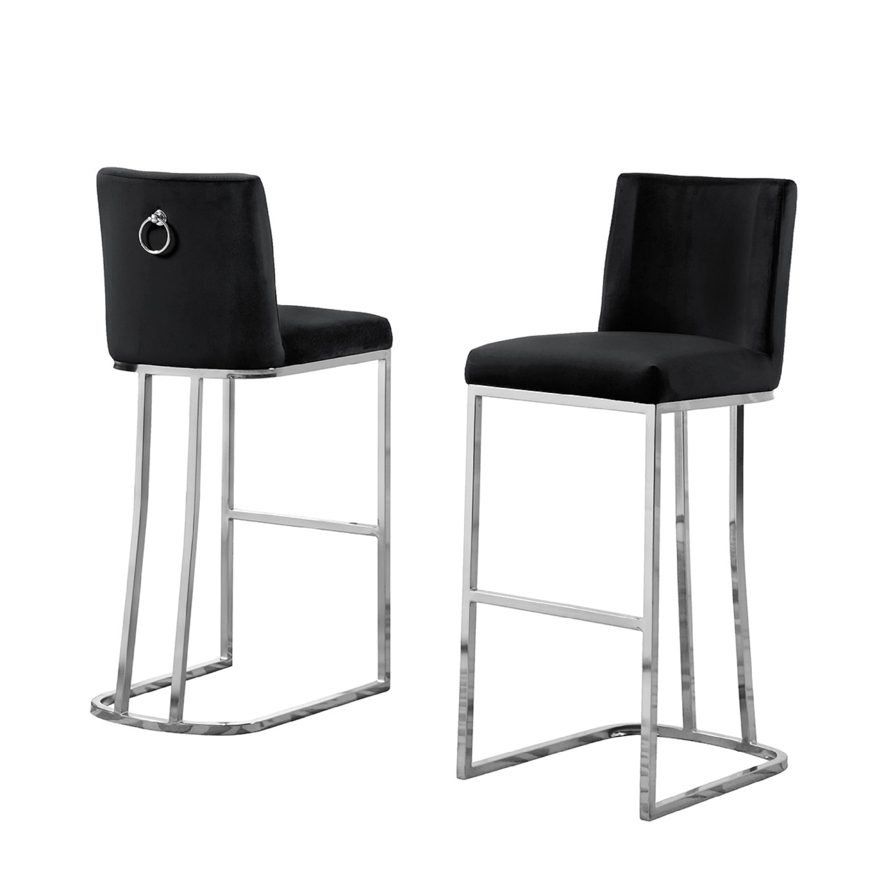 Pair of Blaise Barstools Quality Bonded Leather Bar stool With Chrome Base 