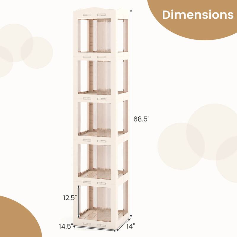 Costway 360° Spinning Bookcase with Swivel Base, 5-Tier Revolving - See Details