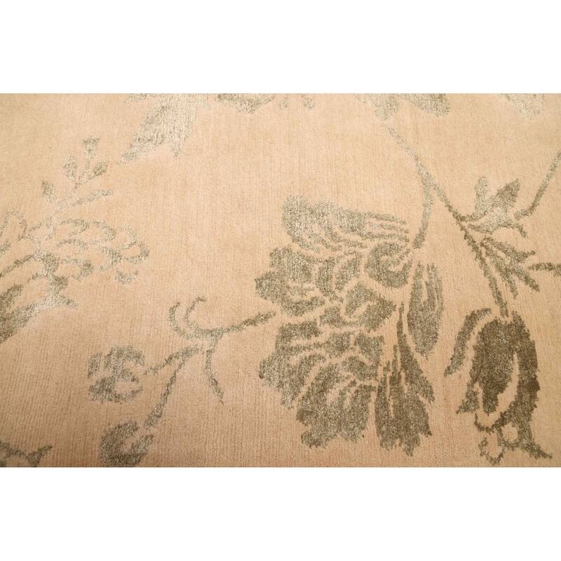 ECARPETGALLERY Hand-knotted Opulence Khaki Silk, Wool Rug - 8'0 x 10'0