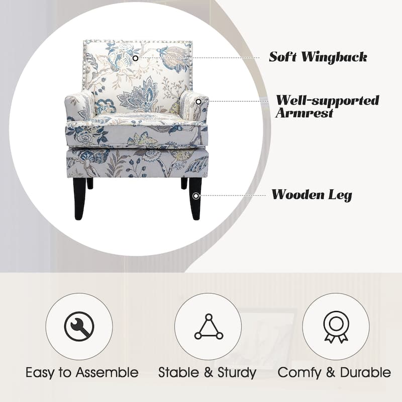 Akorda Classic Armchairs with Nailhead Trim and Solid Wood Legs Set of 2 by HULALA HOME