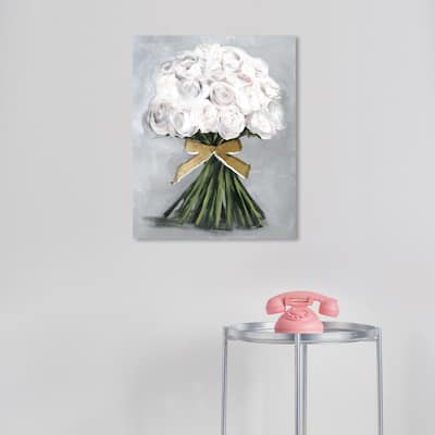 Wynwood Studio Canvas Floral and Botanical Wonderful Light Bouquet White and Traditional Wall Art Canvas Print