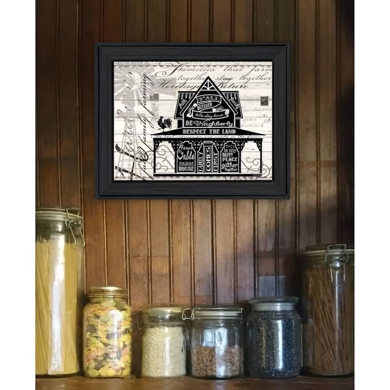TrendyDecor4U Farmhouse "Y'ALL BLESSED FARMHOUSE" Framed Print Wall Art