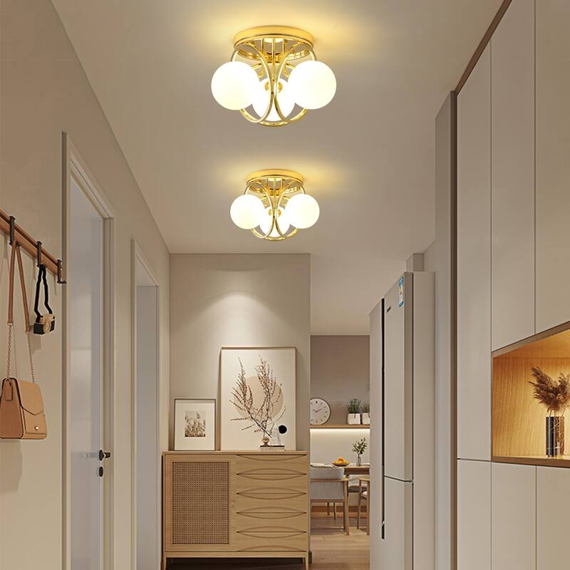 3-light Glass Flush Mount Lights