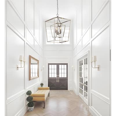 4 Light 29 inch Gilded Iron Extra Large Double Cage Lantern Pendant
