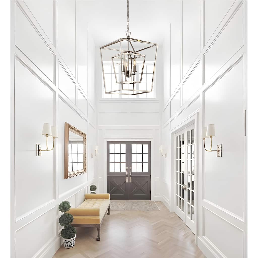 4 Light 29 inch Gilded Iron Extra Large Double Cage Lantern Pendant