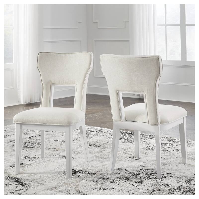 Signature Design by Ashley Chalanna White Dining Upholstered Side Chair (Set of 2) - 20.5" W x 26.88" D x 37.13" H - 20.5" W x 26.88" D x 37.13" H - Set of 2 - White - Short