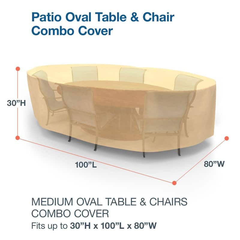 Budge Oval Table and Chairs Combo Cover, All-Seasons, Nutmeg - Medium - 30"H x 100"L x 80"W