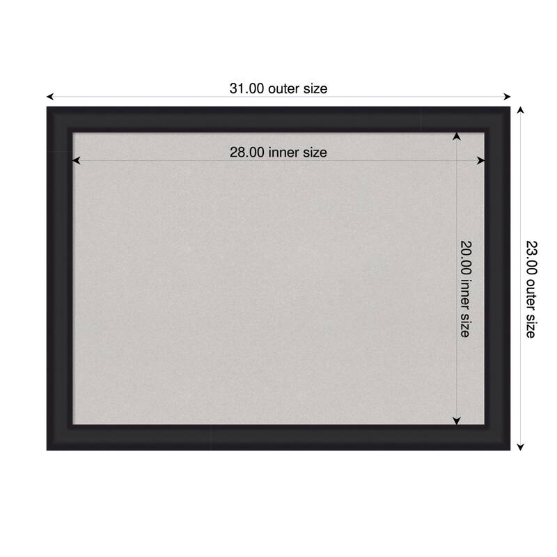 Oliver Black Narrow Wood Framed Cork Board - Bulletin Board, Organization Board, Pin Board - Grey - 31 x 23 in