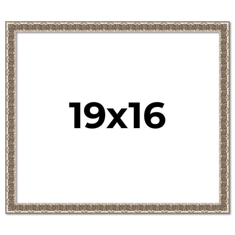 19x16 Frame Silver Versailles Ornate Solid Wood Picture Frame | 1 Inch