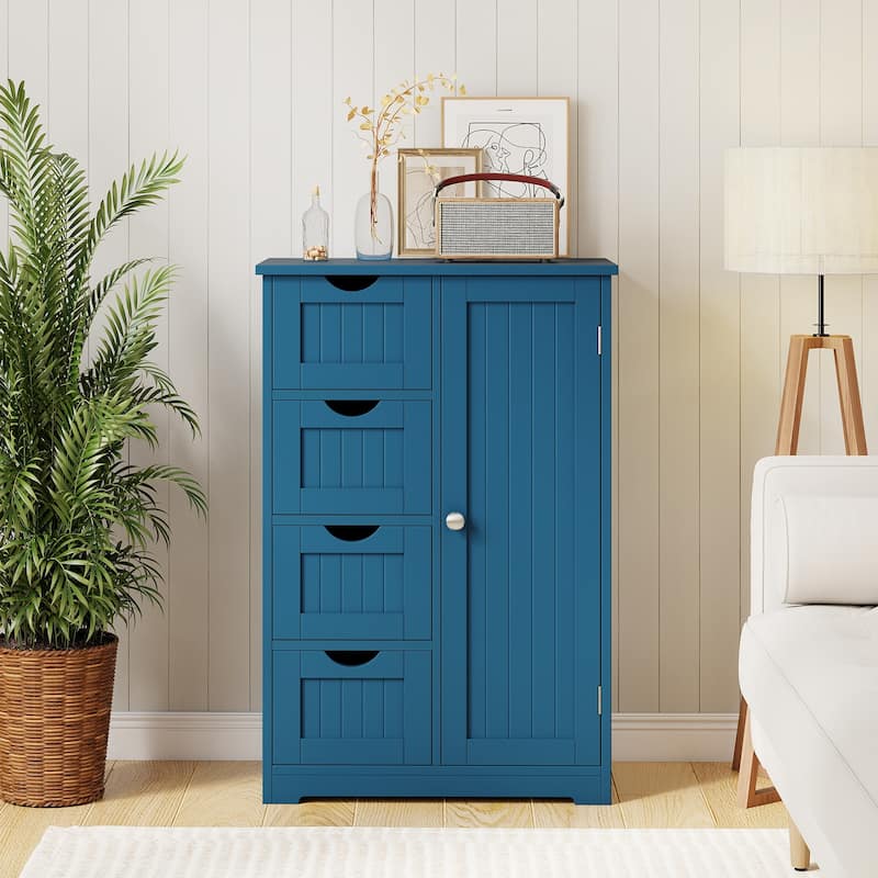 Gymax Wooden 4 Drawer FreeStanding Bathroom Floor Cabinet Storage