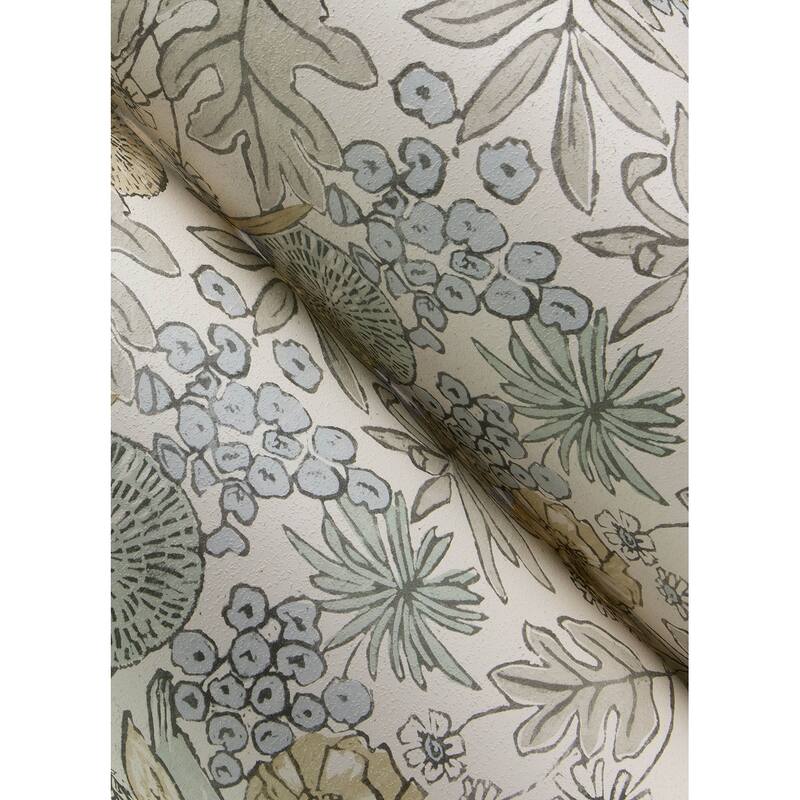 Chesapeake Goldfinch Neutral Birds and Blooms Wallpaper