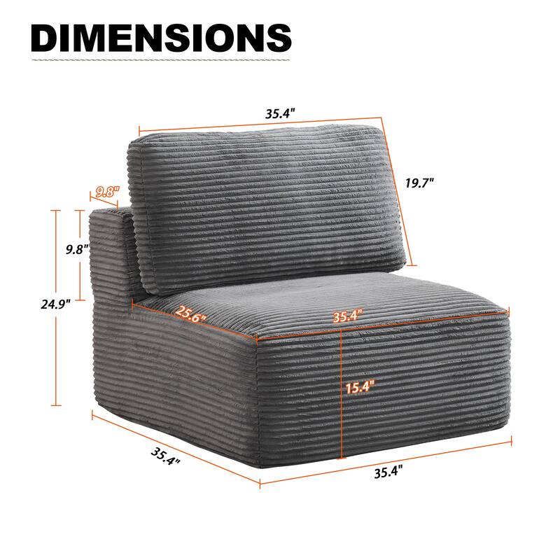 Modular Sectional Sofa Corduroy Customizable Living Room Sofa