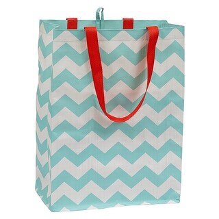 Set of 3 Blue and White Chevron Patterned Reusable Shopping Bags 15 ...