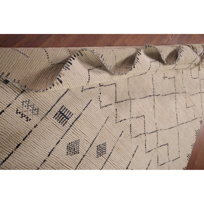 Earth Tone Moroccan Area Rug Hand-Knotted Wool Carpet - 6'0"x 9'7"