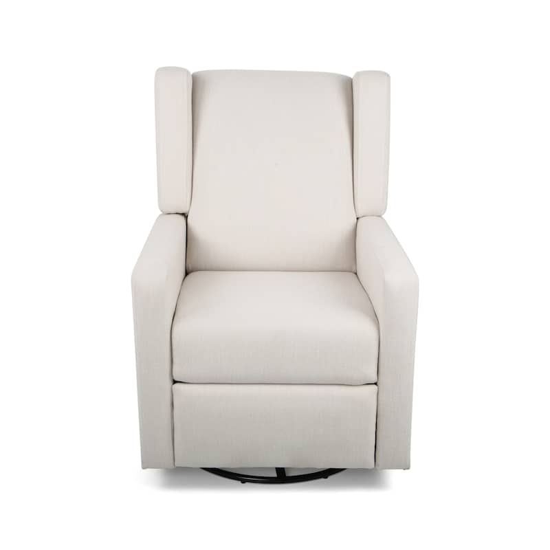Hounker Contemporary Upholstered Swivel Recliner by Christopher Knight Home - Beige+Black