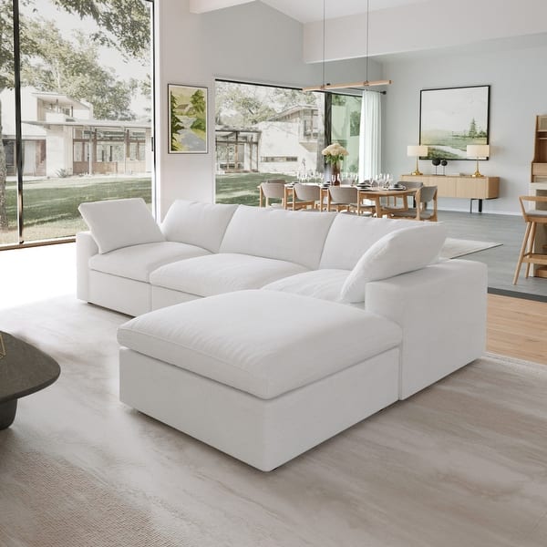 L-shape Linen Upholstered Sectional Sofa Couch - On Sale - Bed Bath ...