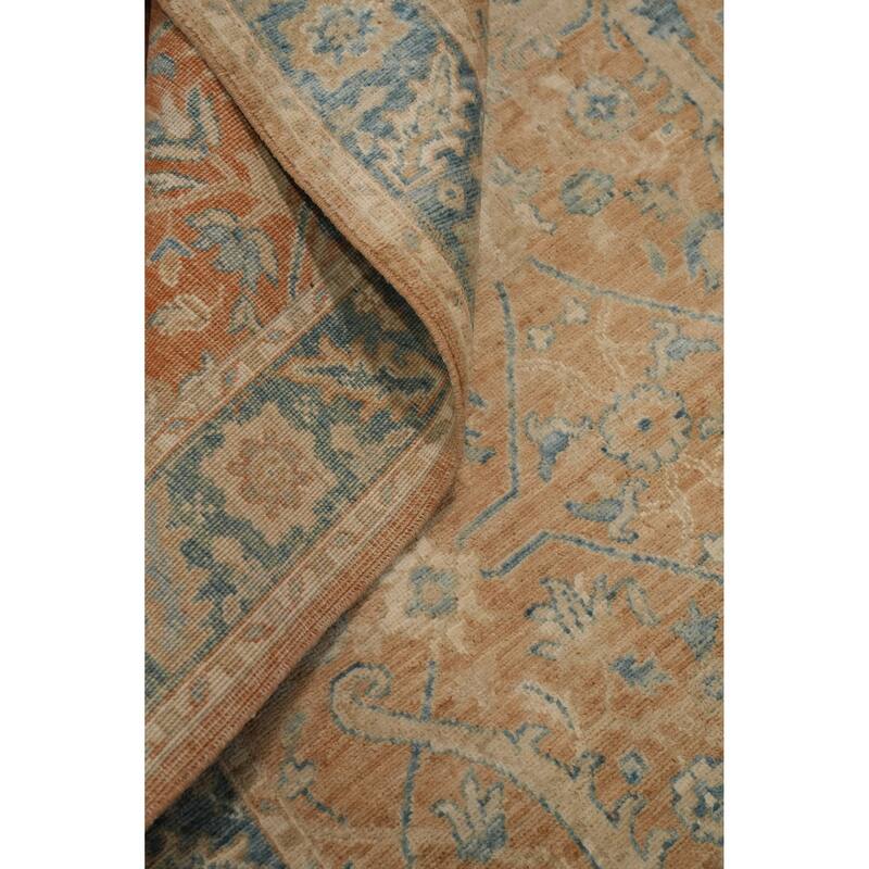 Hand Knotted Oriental 100% Wool Carpet Traditional Floral Oranges & Rust Ziegler Runner Rug - 11' 9'' X 3' 1''