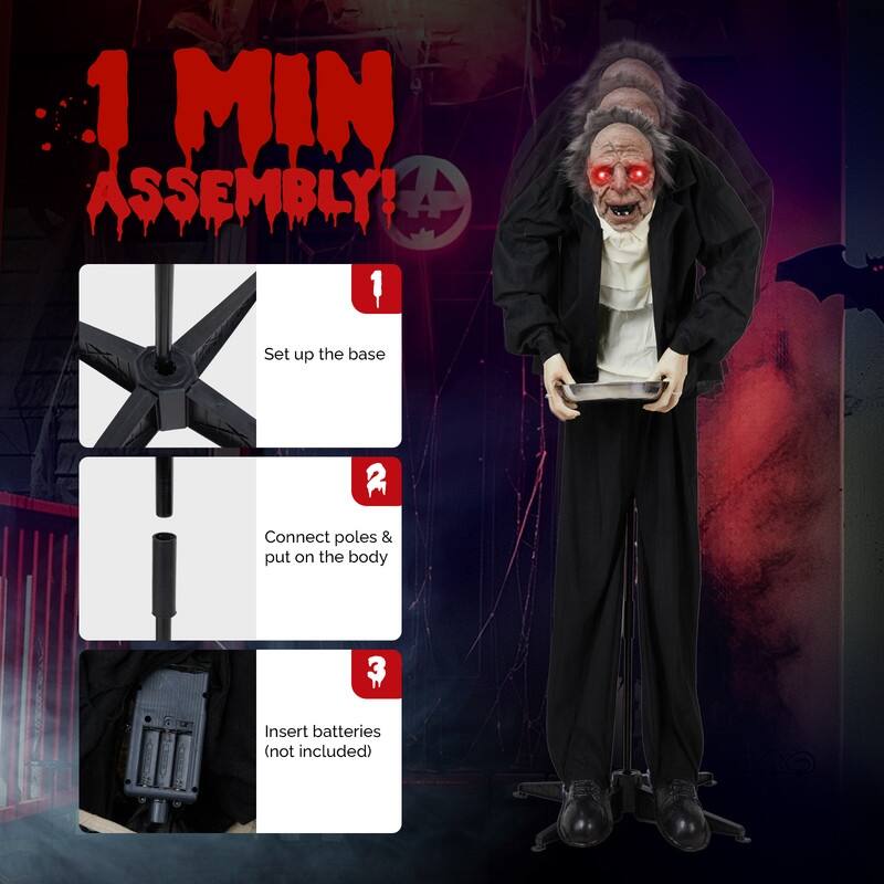 5FT Grandpa Halloween Animatronics Talking Outdoor Decorations With Voice Control