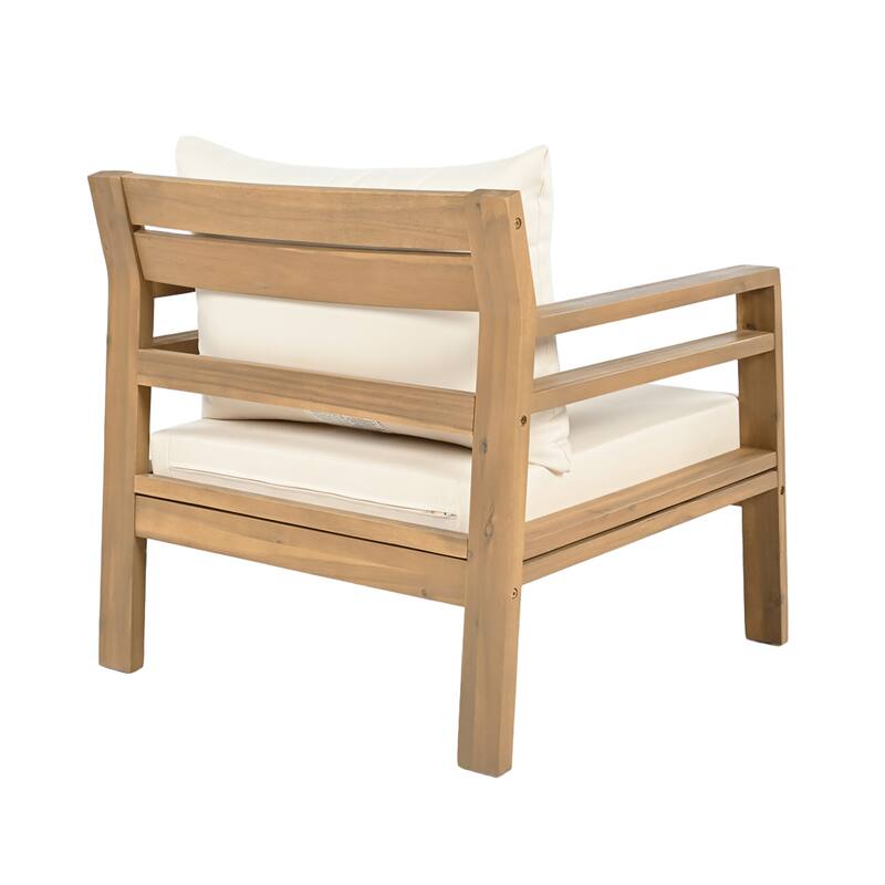 Christopher Knight Home - Outdoor 5-Piece Wooden Patio Conversation Set with Cushions and Coffee Table