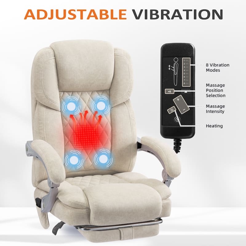EROMMY Ergonomic Heated Massage Office Chair with Lumbar Support, Reclining Backrest, 2/4/6-Point Massage