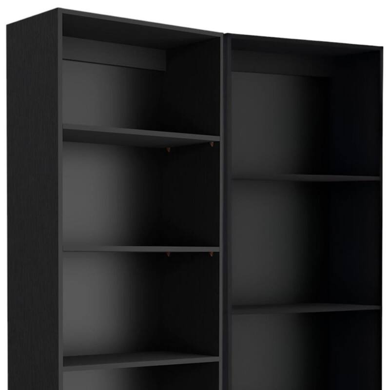 HomeRoots Set of Two Black Wood Multi Tier Bookcases