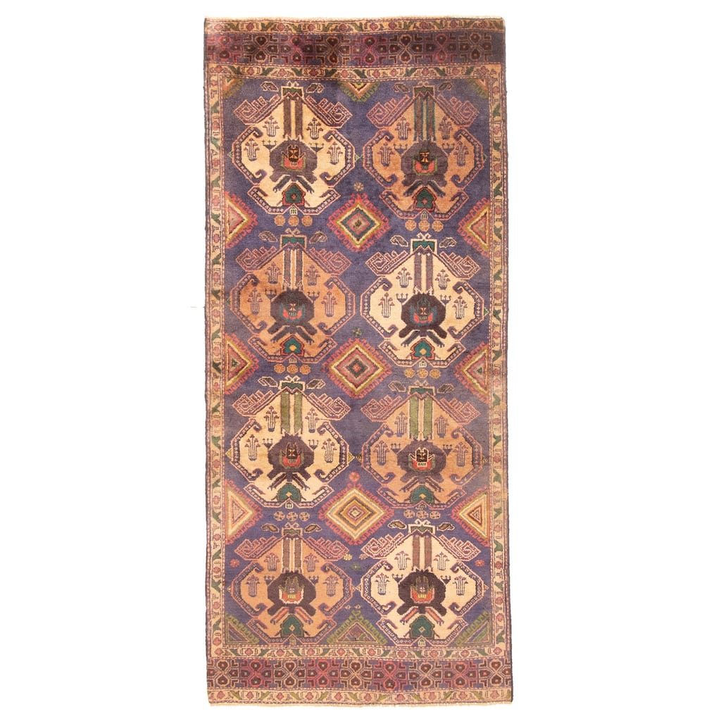 ECARPETGALLERY Hand-knotted Teimani Dark Navy Wool Rug - 2'8 x 6'3