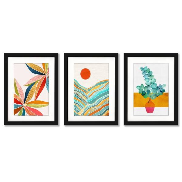 Tropical Multicolorful Modern Tropical Modern Tropical 3 Piece Framed