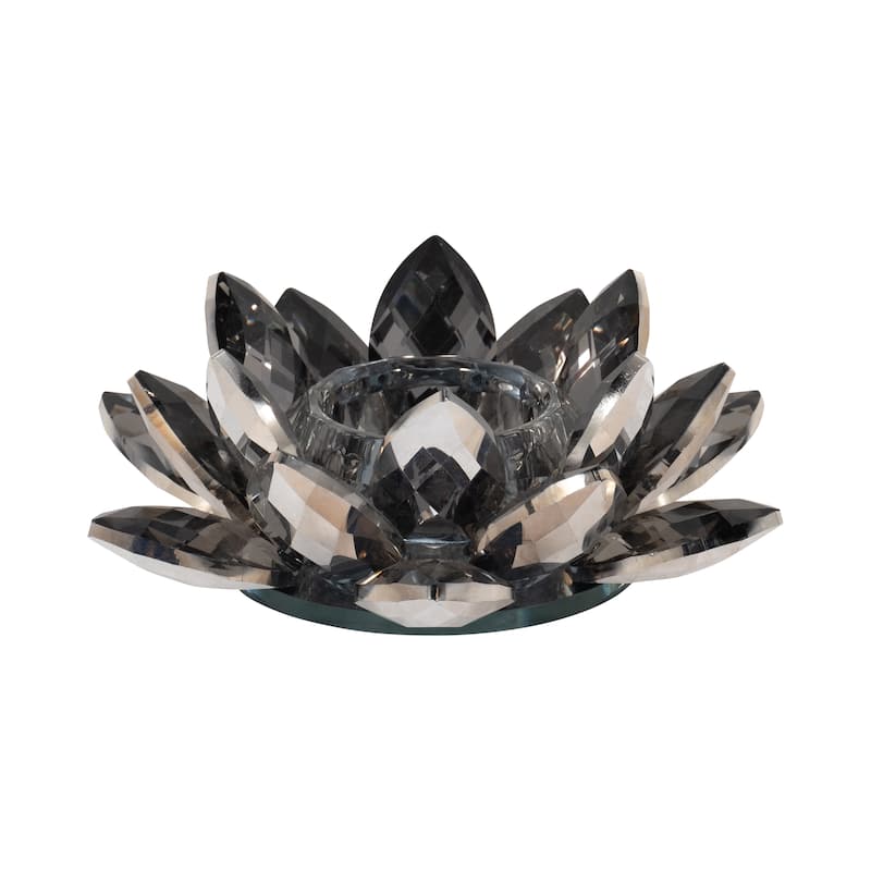 Iridescent Glass Crystal Lotus Votive Candle Holder