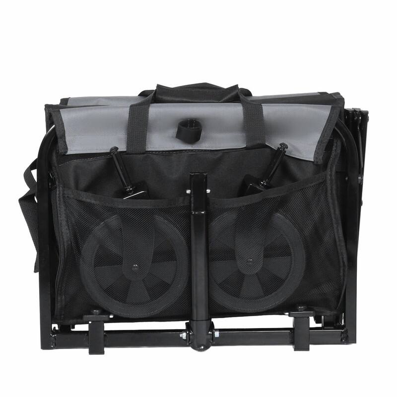 All-in-One Convertible Folding Utility Trolley with 4 Wheels, Bench Seat & Dog Leash