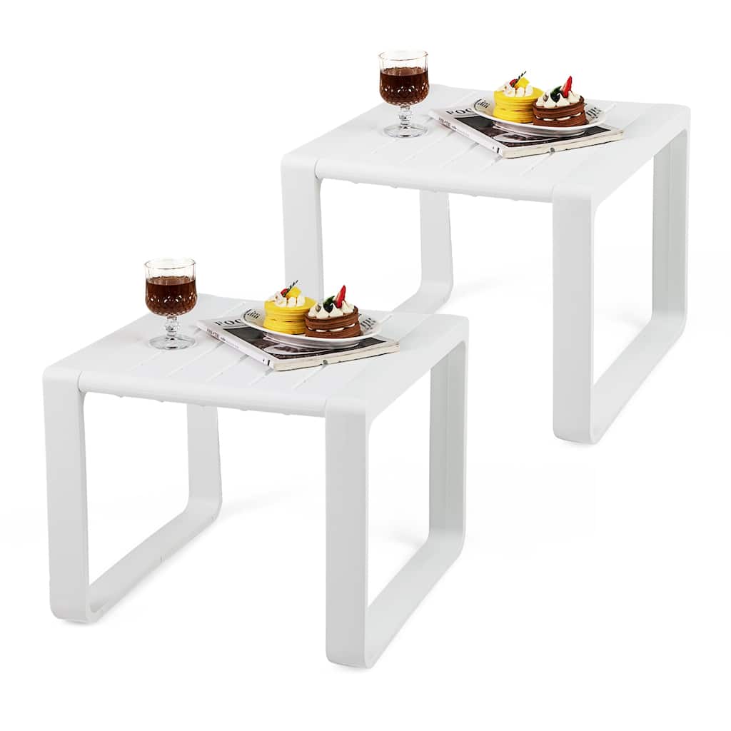 Gymax Outdoor Side Table Set of 2 18'' Weather Resistant Adirondack