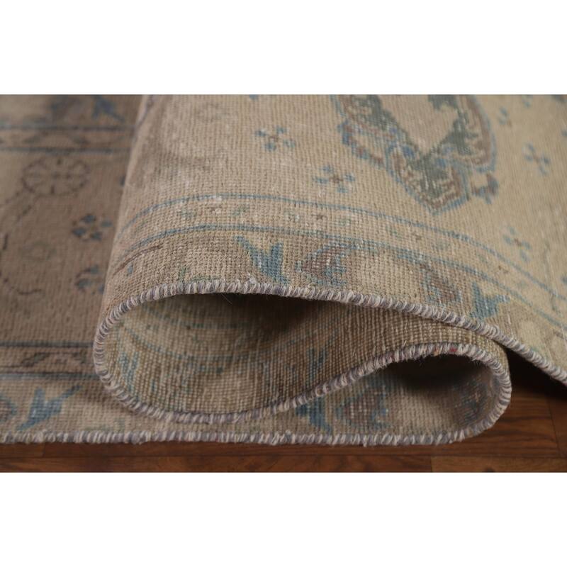 Hand Knotted Oriental 100% Wool Carpet Traditional Medallion Beige & Ivories Tabriz Area Rug - 12' 10'' X 9' 6''