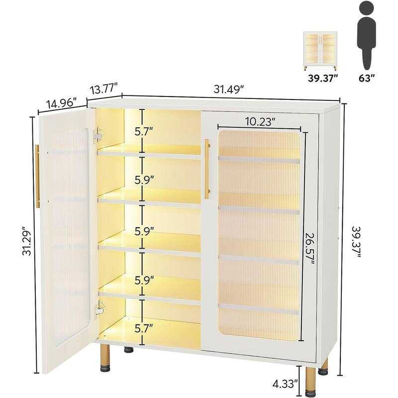 Buffet Cabinet with Storage, Modern Accent Cabinet with Acrylic Doors and LED Light - N/A