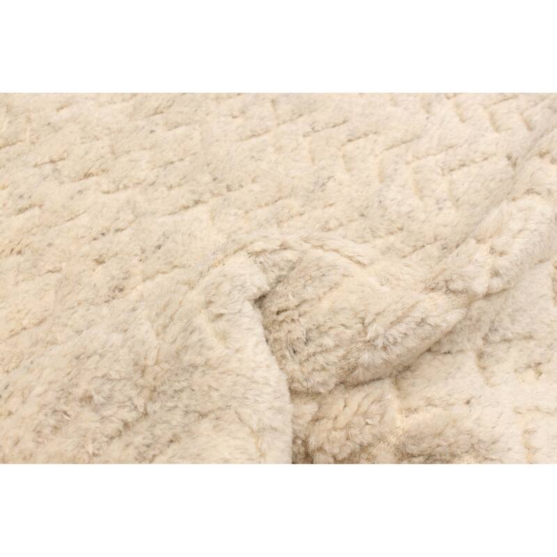 ECARPETGALLERY Hand-knotted Tangier Cream Wool Rug - 3'0 x 4'10