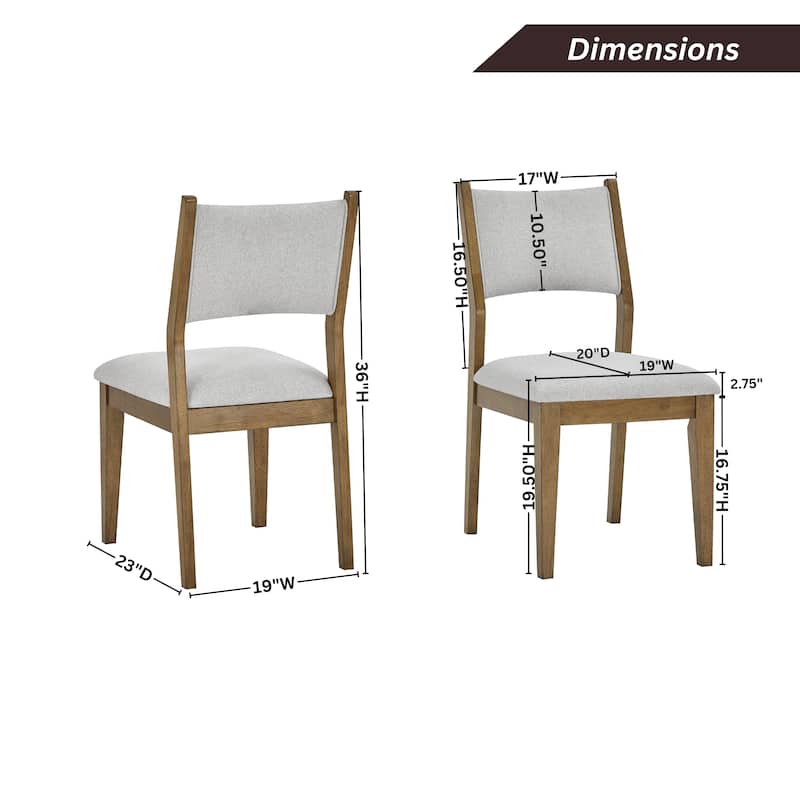 Upholstered Dining Chairs, Set of 2, Light Oak and Gray