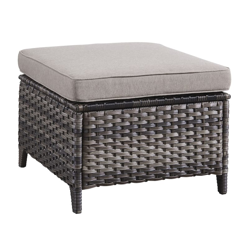 Gymojoy Outdoor Durable Wicker Ottomans with Olefin Cushions